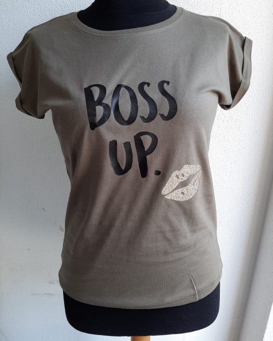 T-shirt Boss Up legergroen