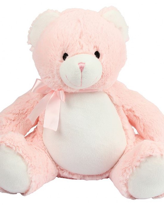 Roze beer knuffel met naam in glitter roze