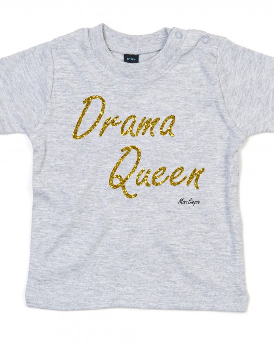 Grijs t-shirt 'Gold Glitter Drama Queen'
