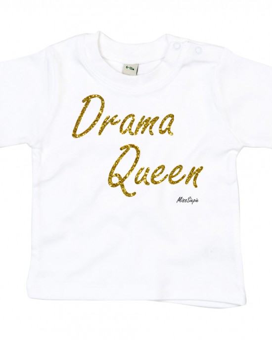 Wit t-shirt 'Gold Glitter Drama Queen'