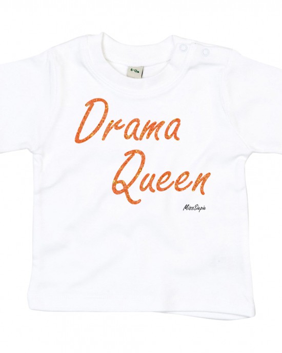 Wit t-shirt 'Orange Glitter Drama Queen'