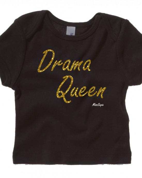 Zwart t-shirt 'Gold Glitter Drama Queen'