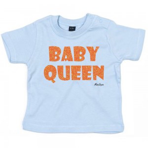 Baby-blauw t-shirt 'Orange Glitter Baby Queen'