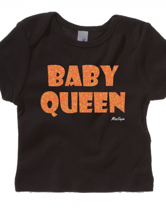 Zwart t-shirt 'Orange Glitter Baby Queen'