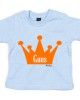 Baby-blauw t-shirt 'Orange Crown' (met je naam)