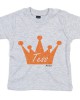 Grijs t-shirt 'Orange Glitter Crown' met naam