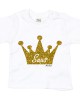 Wit t-shirt 'Gold Glitter Crown' met naam